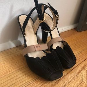 Prada size 38 Black Suede Sandals